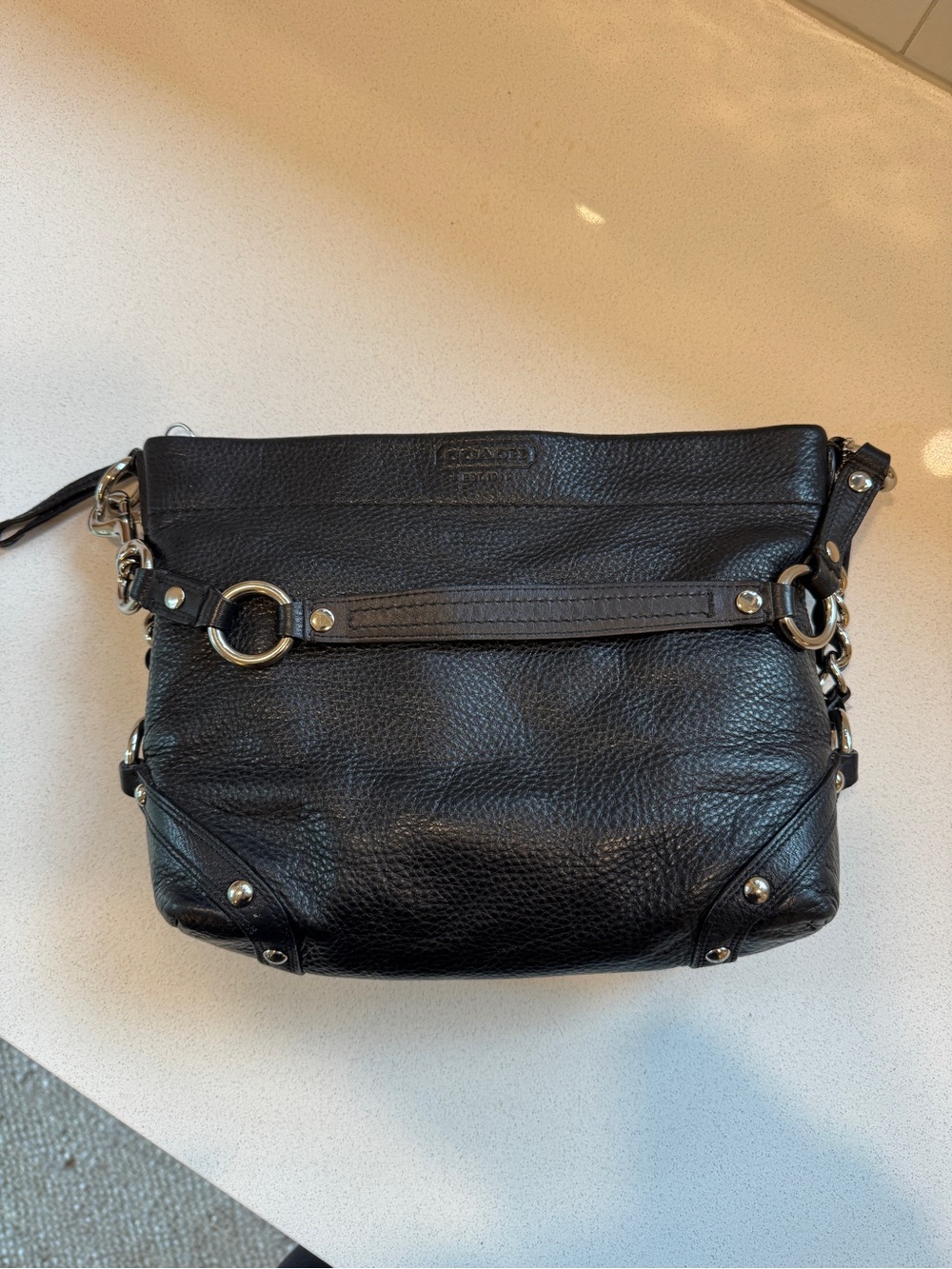 Coach Vintage Medium Carly Shoulder Bag – Black Pebbled Leather (F15251) - Picture 7 of 13